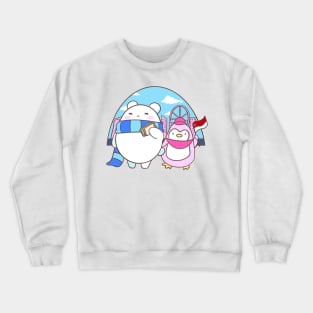 Polar bear and penguin illustration Crewneck Sweatshirt